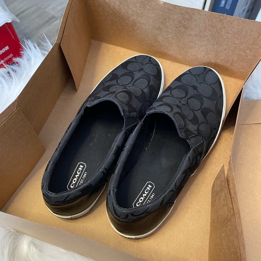 Coach Black Signature Logo Slip-On Loafer Shoes Size 8.5 Women’s